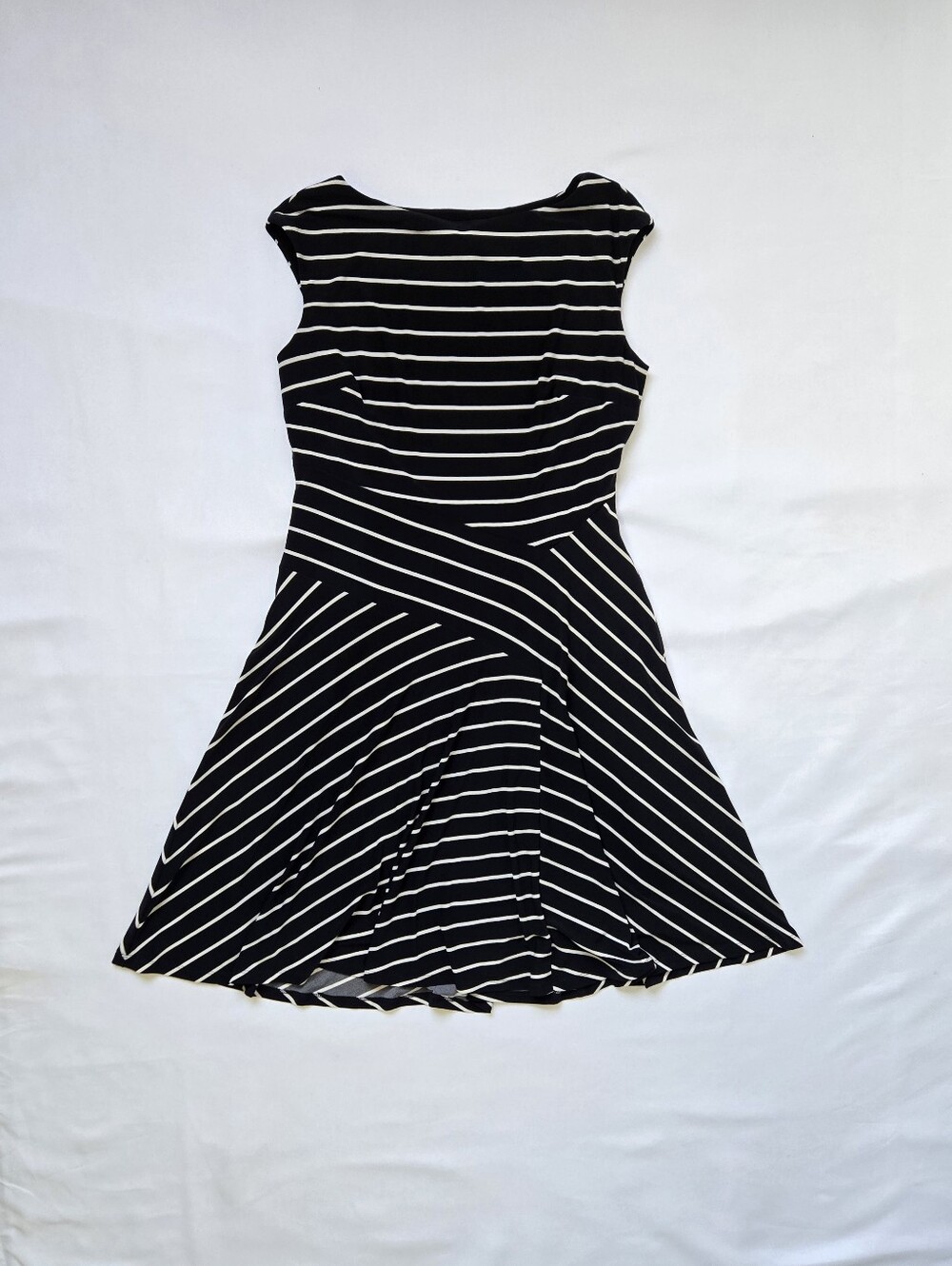 Lauren Ralph Lauren Dress Womens 12 Black White Striped Fit Flare Classic - Picture 6 of 10